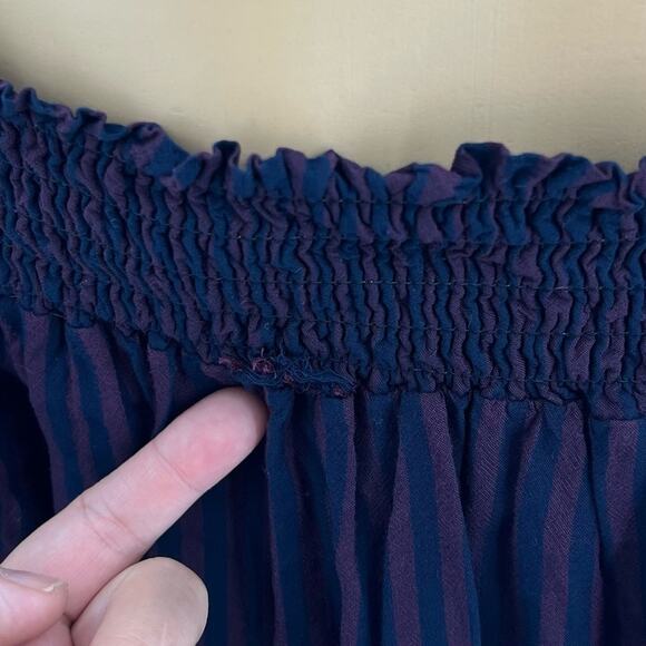 Cooperative MEDIUM Purple Blue Striped Off Shoulder Shift Mini Dress - Picture 5 of 7